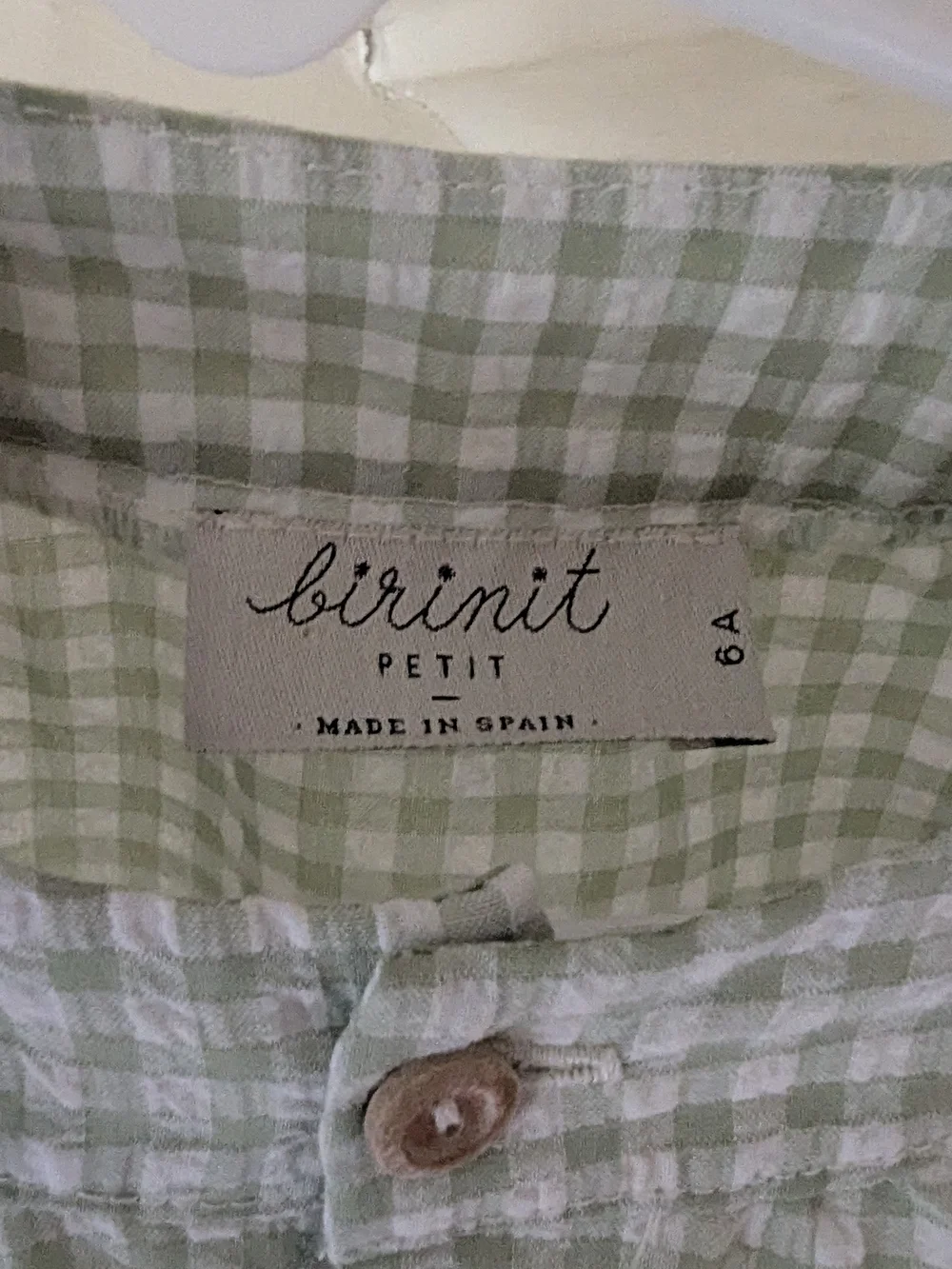 Birinit Petit | Girls'‎ Light Green Gingham Button-Front Top